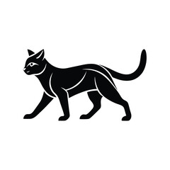Elegant black cat silhouette walking design