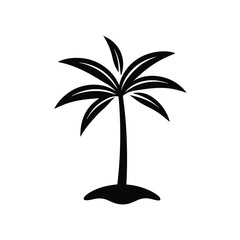 Simple black silhouette palm tree tropical island