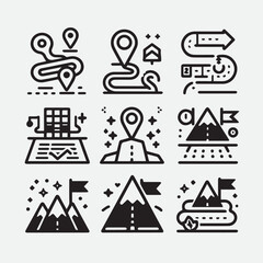 Business strategy, business plan, mission vision, growth chart, profit analysis, market research, goal setting sales funnel SWOT analysis strategic thinking roadmap financial goal icon set