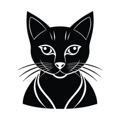 Elegant black cat portrait simple design