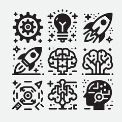 Business strategy, business plan, mission vision, growth chart, profit analysis, market research, goal setting sales funnel SWOT analysis strategic thinking roadmap financial goal icon set