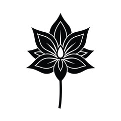 Elegant black and white stylized lotus flower design