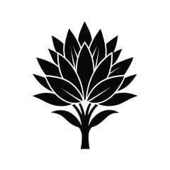 Elegant black silhouette stylized flower tree design