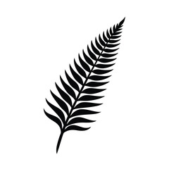 Single black silhouette silver fern leaf design © SandhaRani