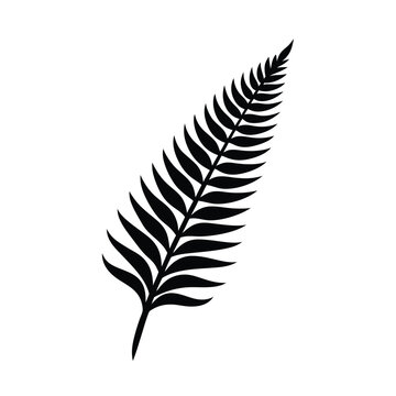 Single black silhouette silver fern leaf design