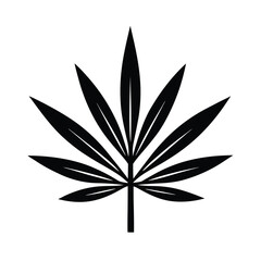 Simple black silhouette cannabis leaf design