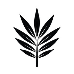 Simple black silhouette tropical leaf branch
