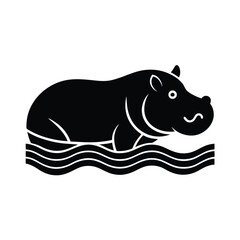 Hippopotamus in water silhouette african animal