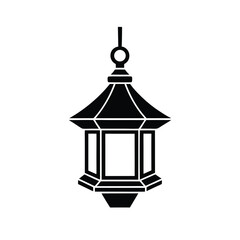 Naklejka premium Elegant black hanging lantern ramadan decor