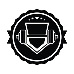 Obraz premium Fitness badge weightlifting strength training gym