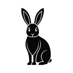 Black silhouette of a sitting rabbit animal icon