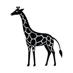 Elegant black silhouette of a giraffe