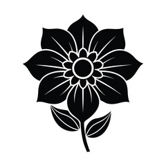 Elegant black silhouette flower botanical design