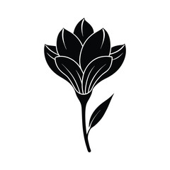 Elegant black silhouette flower botanical design