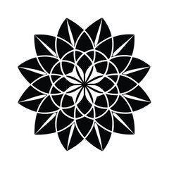 Abstract black mandala geometric flower design