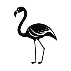 Elegant black flamingo silhouette tropical bird