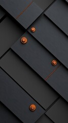 Dark Grey Metal Panel with Orange Rivets and Rust Texture
