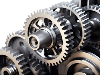 Close-up of interlocking gears, highlighting mechanical precision