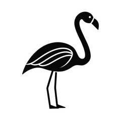 Elegant black flamingo silhouette tropical bird icon