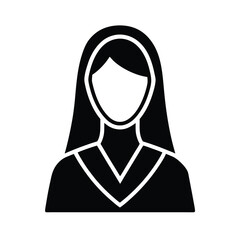 Woman in hijab, simple black icon, avatar