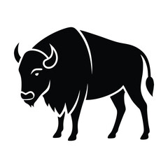 American bison silhouette strong wild animal