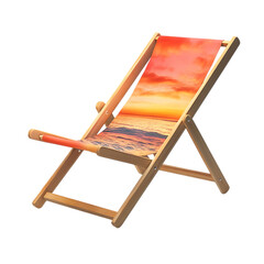 Modern Fold Away Wooden Beach Chair with a Dynamic Isolated on Transparent Background