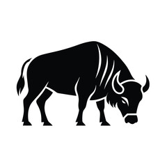 Majestic black bison silhouette strong animal