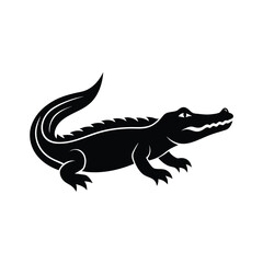 Obraz premium Powerful black silhouette alligator reptile wildlife