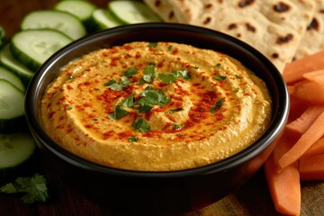 Spicy Hummus with Veggies.