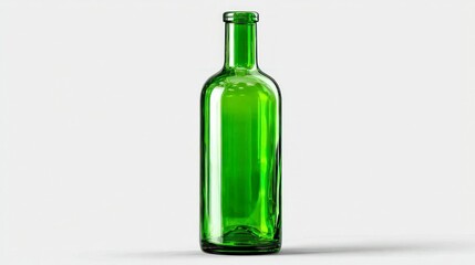A Green Glass Bottle Isolated on White Background for Product Design Packaging and Marketing