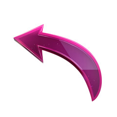 Modern Arrow with Smooth Curves in Deep Magenta Color Isolated on Transparent Background