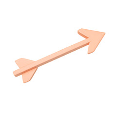 Minimal Arrow with a Simple Form in Pastel Peach Color Isolated on Transparent Background