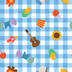 festa junina, S&atilde;o Jo&atilde;o, brazilian festival, seamless pattern