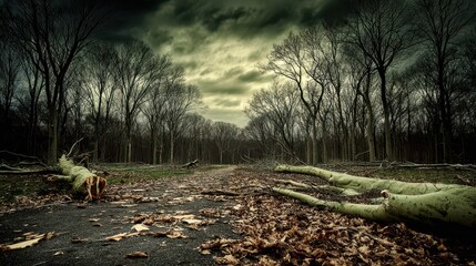 The storm passed its power engraved in the broken