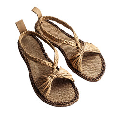 Bohemian Espadrille Sandals with Hand Woven Texture Isolated on Transparent Background