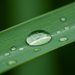 green leaf with water drops
