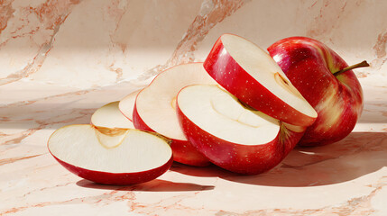 fresh apple slices on table