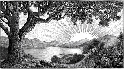 landscape with trees and mountains