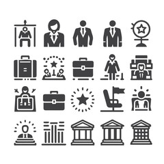 Business strategy, business plan, mission vision, growth chart, profit analysis, market research, goal setting sales funnel SWOT analysis strategic thinking roadmap financial goal icon set