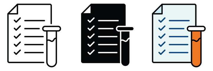 Set of medical lab results icon collection. Lab Results, Diagnosis report symbol. Vector Illustration.