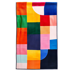 Contemporary Beach Towel with Oversized Vibrant Col Isolated on Transparent Background