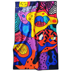 Playful Beach Towel with Giant Quirky Hand Drawn Do Isolated on Transparent Background