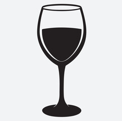 cold drink in the glass silhouette vector art illustration, glass of cold drink