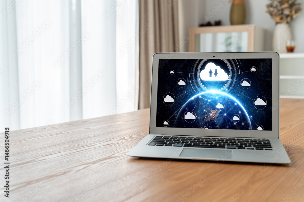 Poster cloud computing software for modish remote work and personal data storage