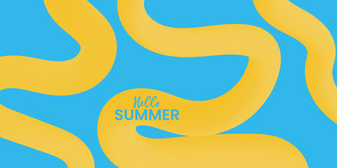 Hello Summer Wavy Line Art with Typography – Minimalist Design for Web, Ads, and Posters