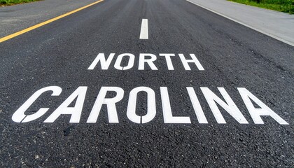 North carolina road marking on asphalt highway surface