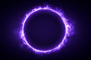 Shimmering Portal: Cosmic Waves Across the Void - A vibrant purple circle, a cosmic portal, shimmering with energy. Symbolizing mystery, power, transition, infinity, and the unknown