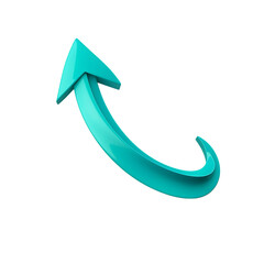 Modern Arrow with Dynamic Curves in Turquoise Colou Isolated on Transparent Background
