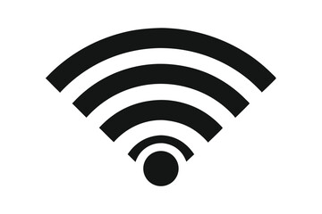 Simple Black Wireless Signal Icon with Arcs and a Circle for Connectivity