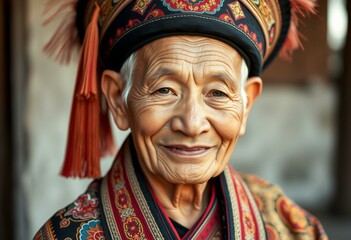 Obraz premium Portrait of an elder in traditional cultural attire